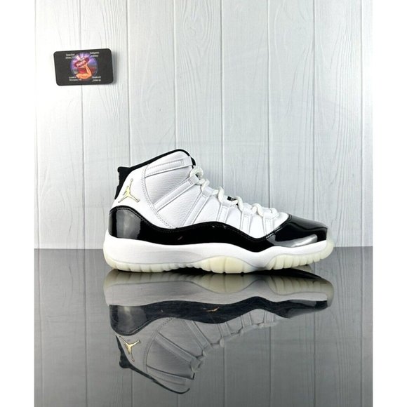 size 7Y Nike Air Jordan 11 Retro DMP Gratitude GS White Black Shoes 378038-170 main image 5